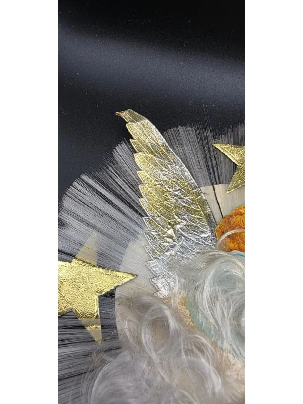 Vintage MCM Christmas Tree Topper National Tinsel Co Spun Glass Angel Hair